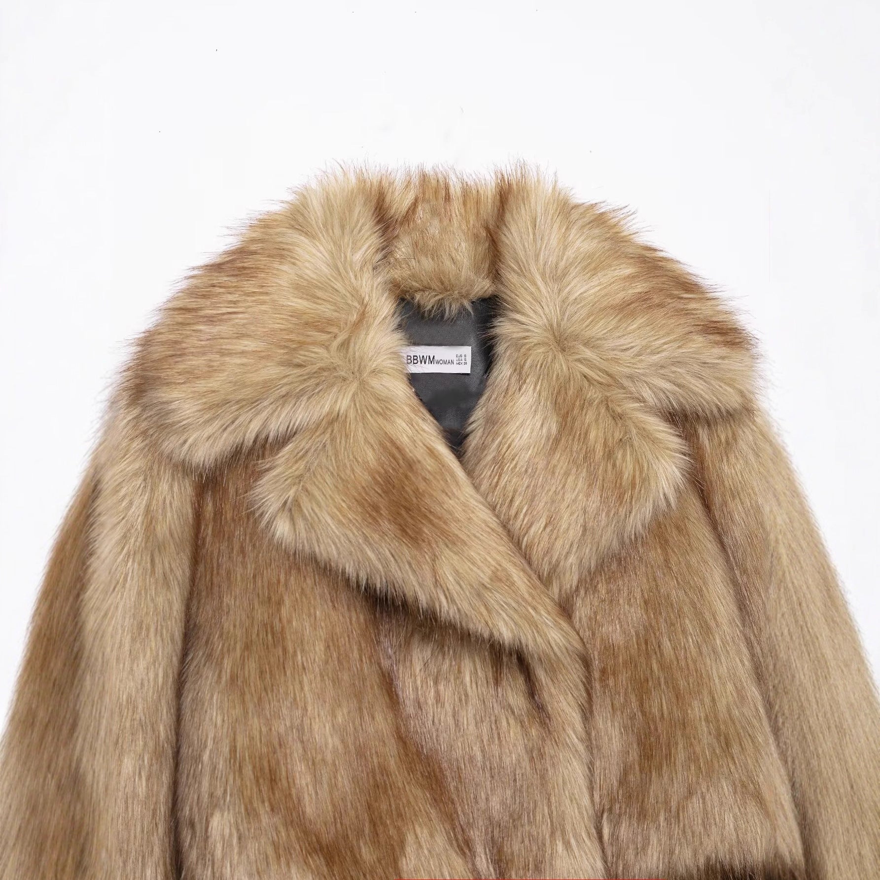Women's Short Fitted Faux Fur Blouson with Wide Shawl Collar Chichicherry