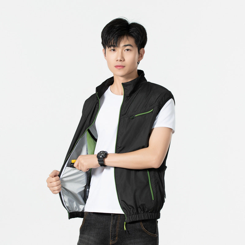 Men's nano lightweight breathable work protection vest with mesh inserts and zippered pockets Chichicherry