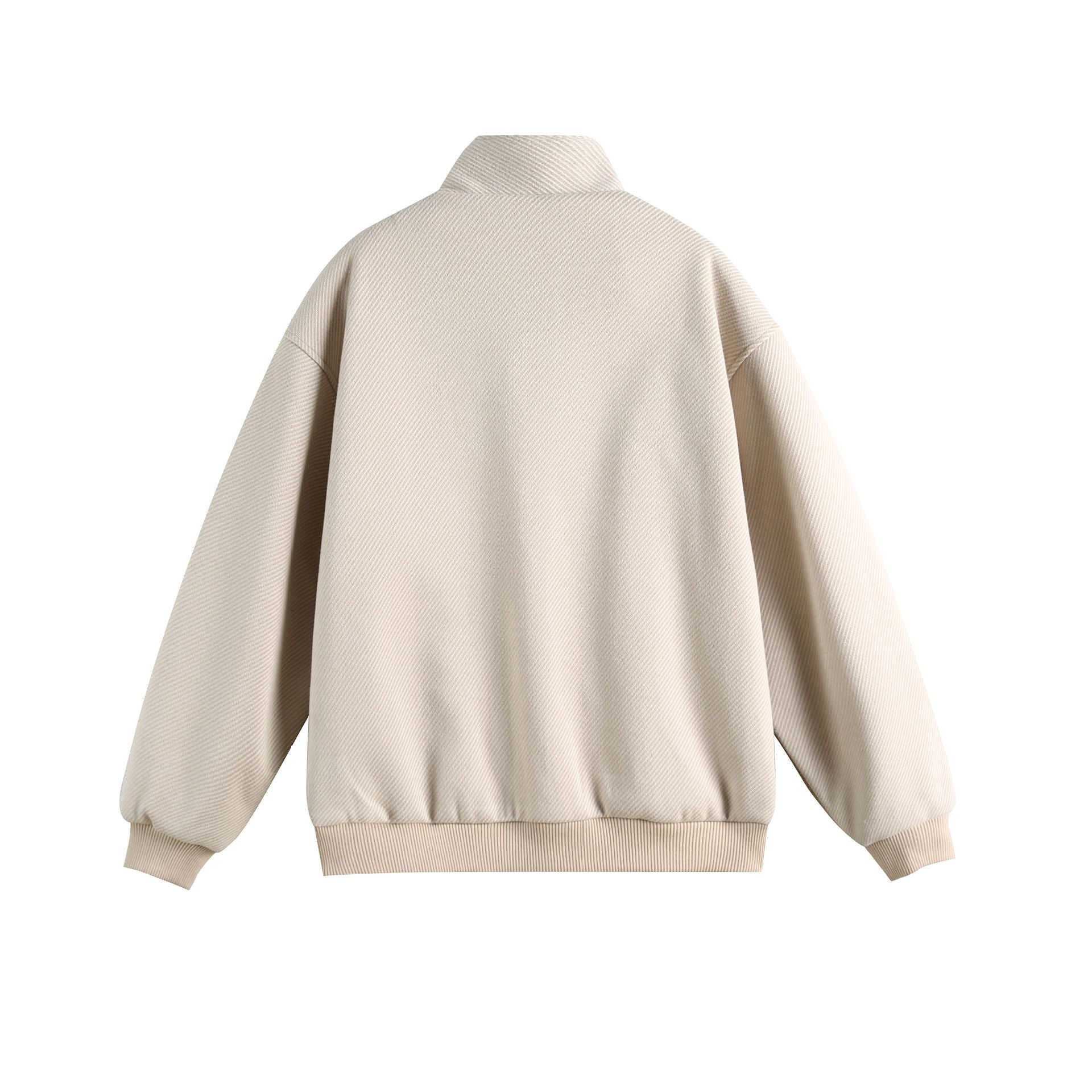 Women Lightweight Stand Collar Jacket with Folk Embroidery Appliqués and Ribbed Cuffs Chichicherry