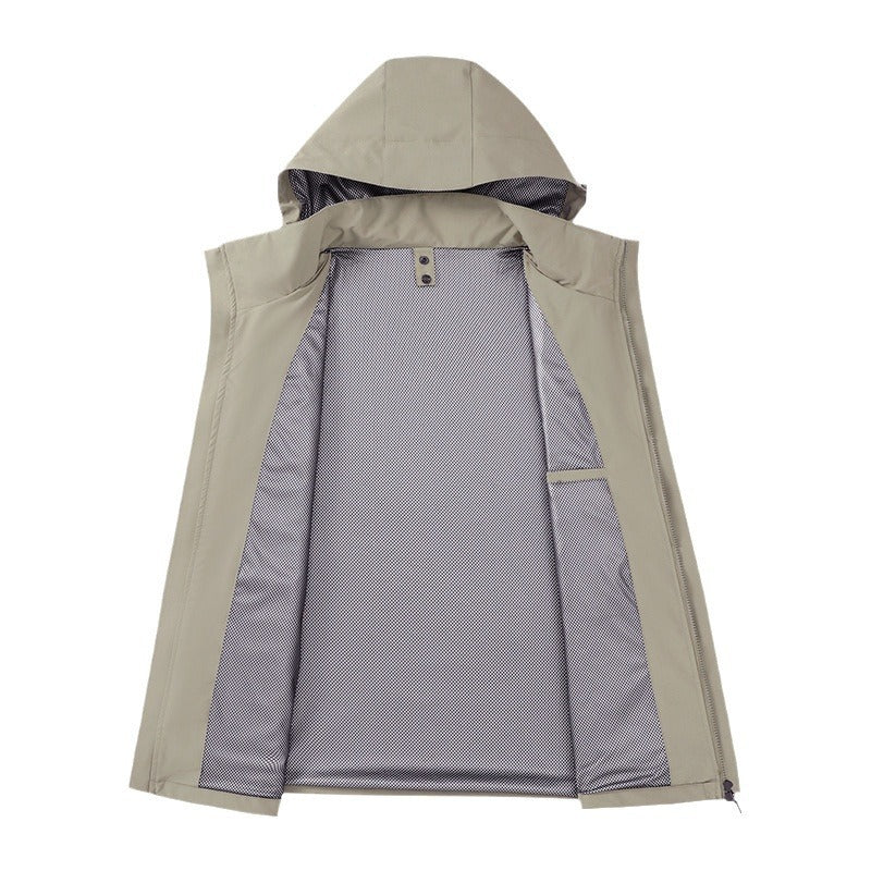 Men's lightweight water-repellent field jacket with hood and multi-pocket Chichicherry