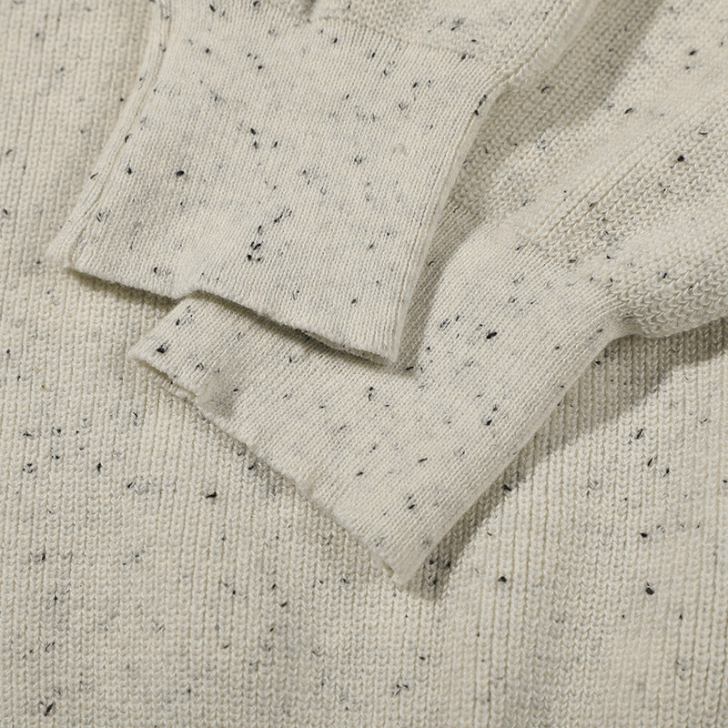 Unisex Großer Rundhals‑Strickpullover aus Mélange‑Garn mit abgesenkter Schulter Chichicherry