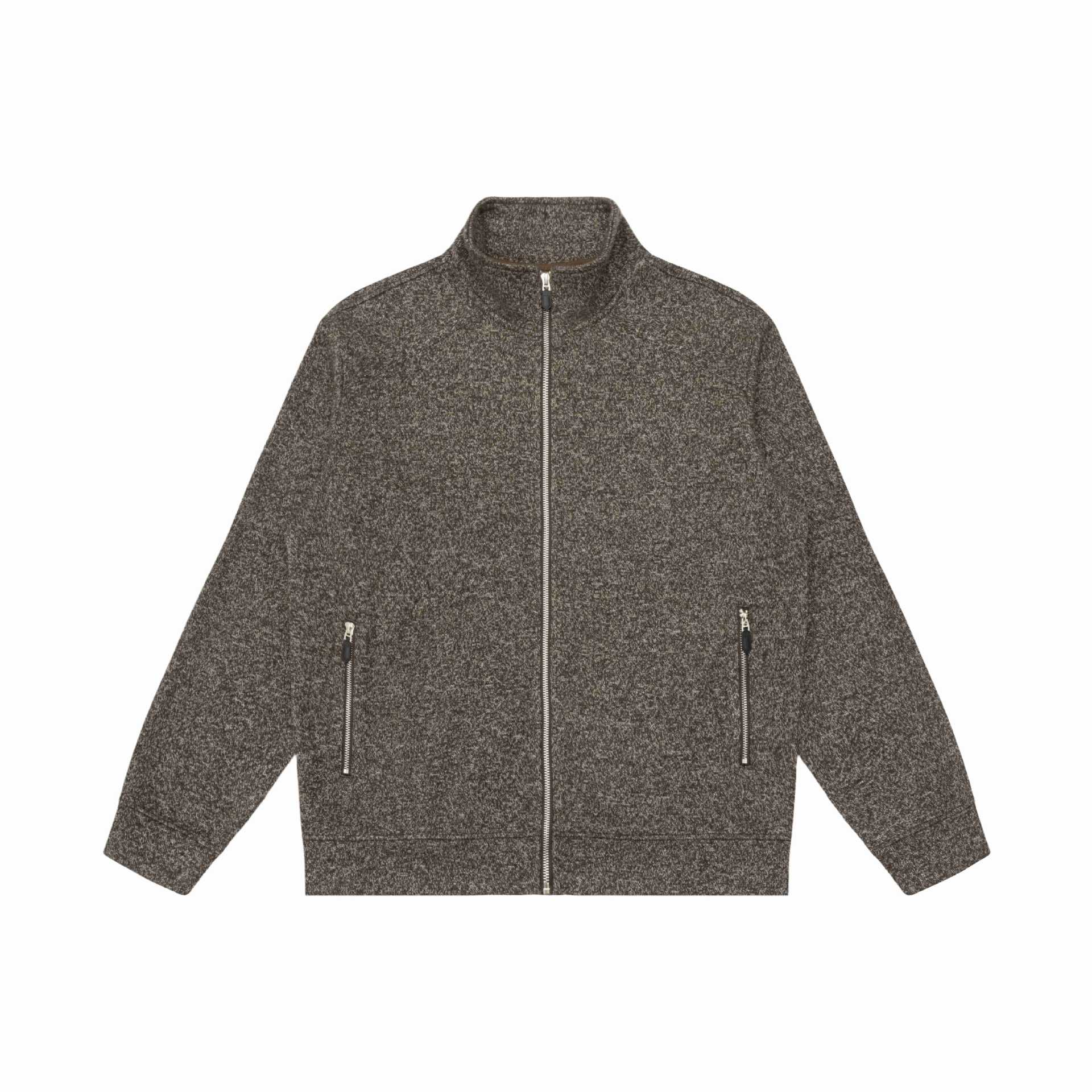 Women's zip jacket made of mottled teddy fleece with stand-up collar and zip pockets Chichicherry