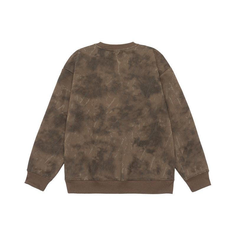 Unisex Oversize Sweatshirt with Vintage Camouflage Look and Ribbed Cuffs Chichicherry