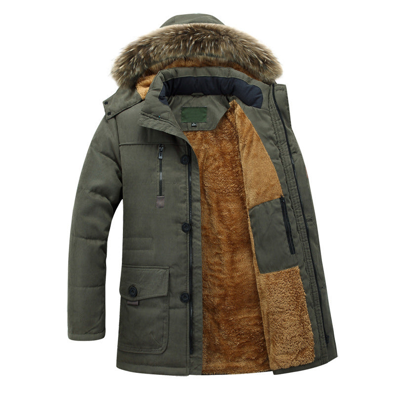 Men's Thermally Insulated Winter Parka with Teddy Lining and Faux Fur Hood Chichicherry