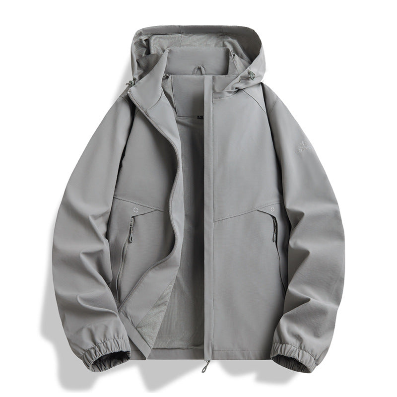 Men's hooded softshell jacket in urban minimal style with concealed zipper Chichicherry
