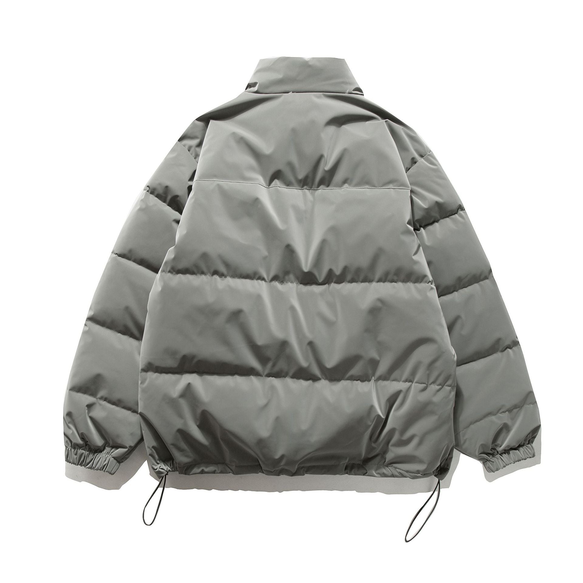 Unisex Short Oversized Quilted Puffer with High Stand-Up Collar and Drawstring Chichicherry