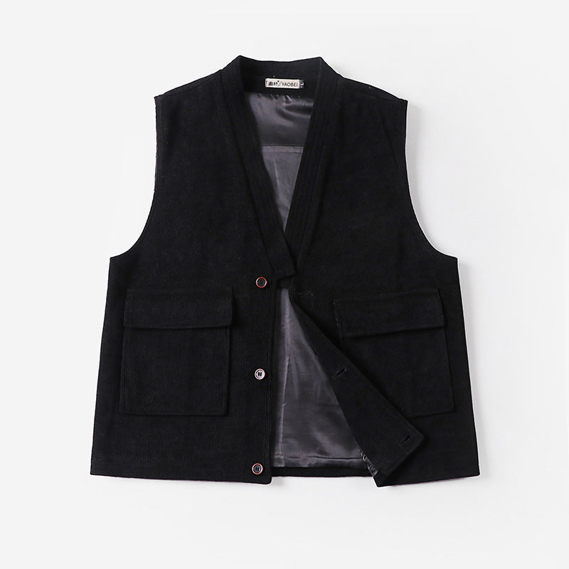 Men's fine cord waistcoat with patch pockets and satin lining Chichicherry