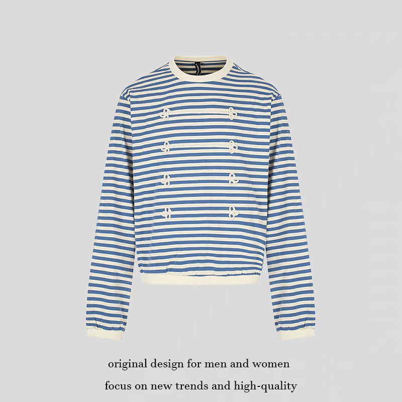 Women Striped Sweatshirt with Maritime Knot Applications Chichicherry