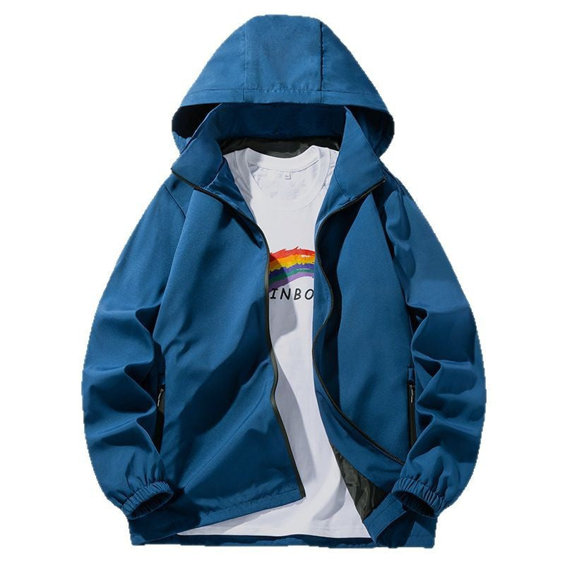 Men's Minimalist Softshell Hoodie Anorak with Water-Repellent Surface & Zipper Pockets Chichicherry