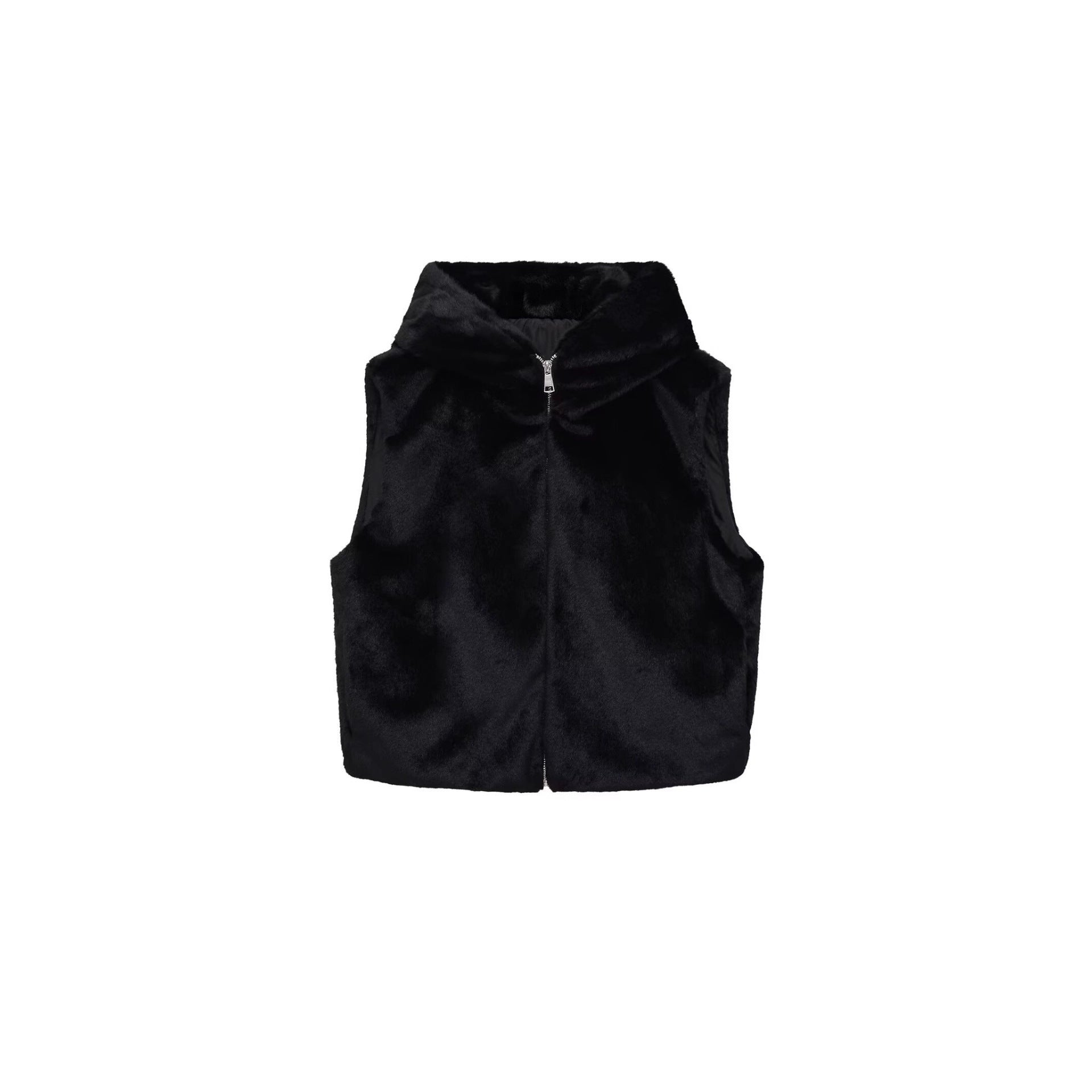 Women’s sleeveless teddy vest with hood and zipper Chichicherry