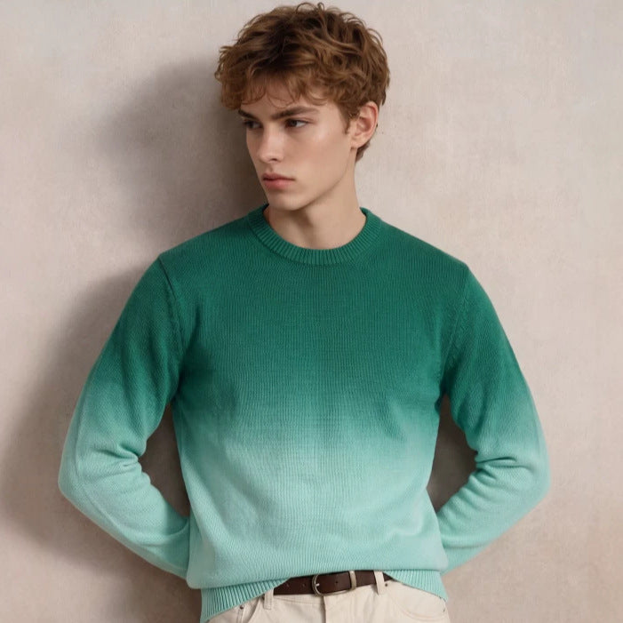 Herren Feinstrick-Pullover mit Dip-Dye-Effekt und Rundhalsausschnitt Chichicherry
