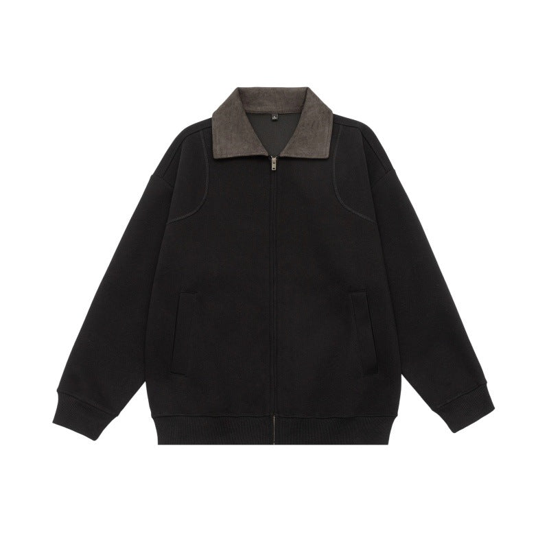 Unisex Oversized Zip Jacket with Cord Collar and Integrated Pockets Chichicherry