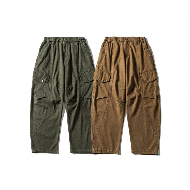 Men's Casual Workwear Cargo Pants with Elastic Waistband and Flap Pockets Chichicherry