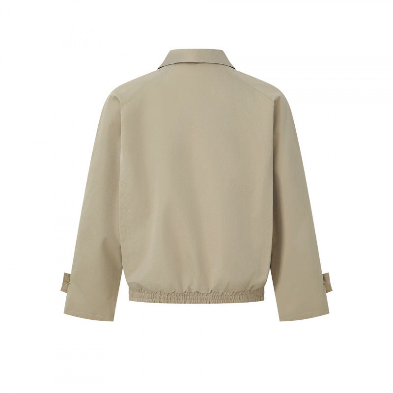 Men's short-cut boxy Harrington jacket with concealed button placket, elastic hem and adjustable cuffs Chichicherry