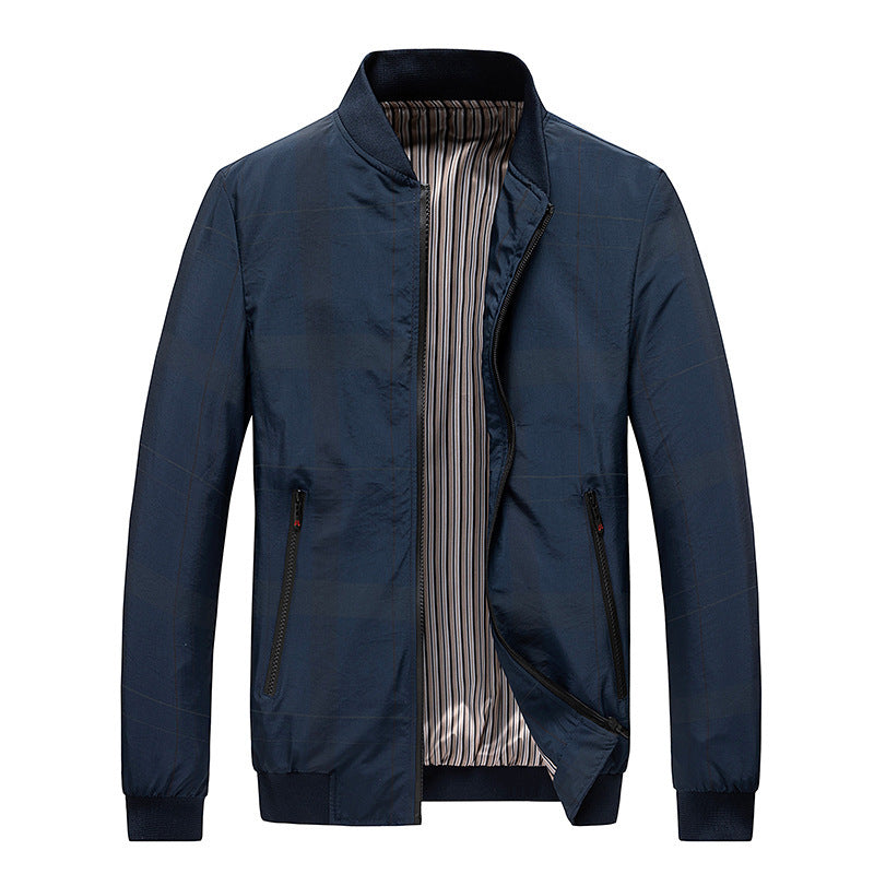 Men's lightweight nylon bomber jacket with striped lining, zippered pockets, and ribbed cuffs Chichicherry