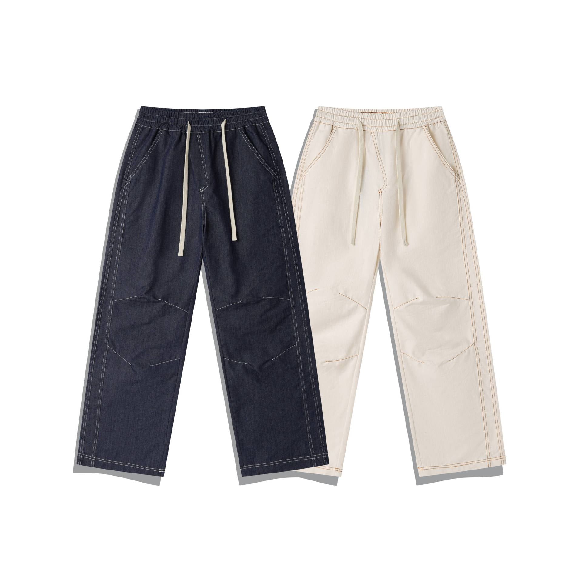 Women Wide Denim Cargo Culotte with Elastic Waistband and Contrast Stitching Chichicherry