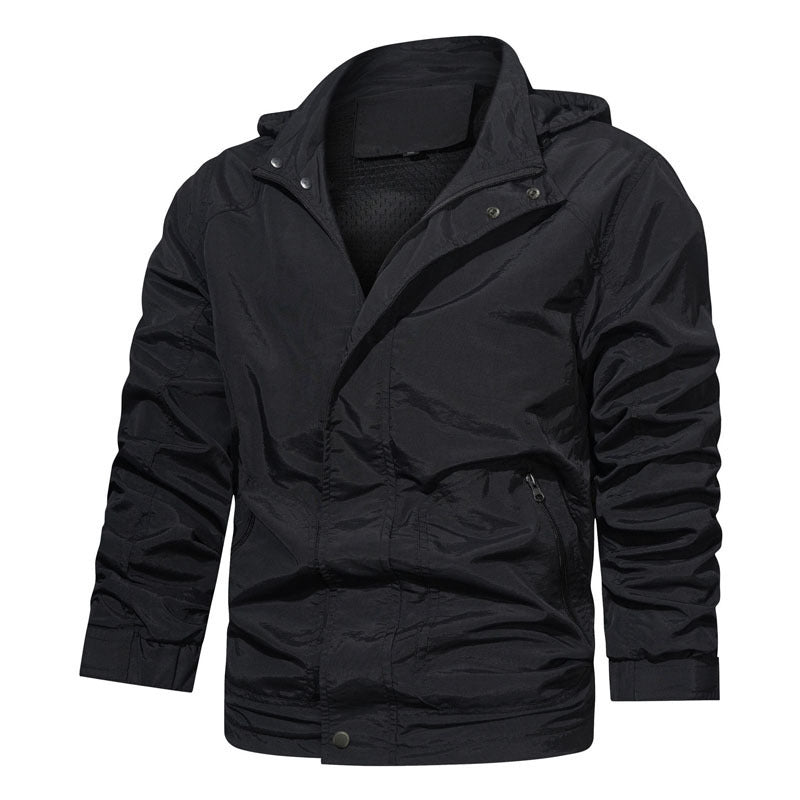 Men's Light Field Jacket with Hood, windproof shell and zippered pockets Chichicherry
