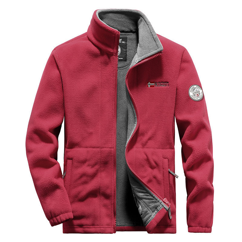 Men's fleece outdoor jacket with high collar, full-length zipper and breathable microfleece lining Chichicherry
