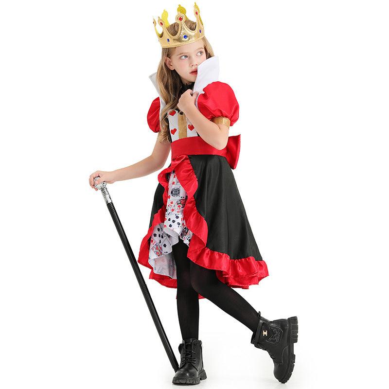 Girl's costume as royal Heart Lady with ruffles and detailed accessories Chichicherry