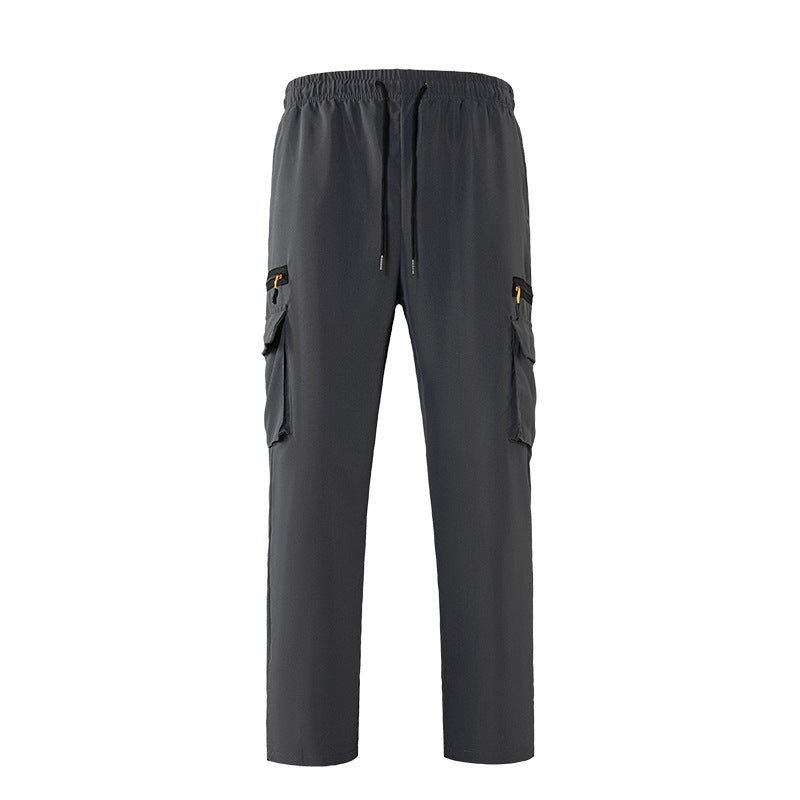 Men's Breathable Cargo Lounge Pants with Elastic Waistband, Drawstring & Multi-Pockets Chichicherry