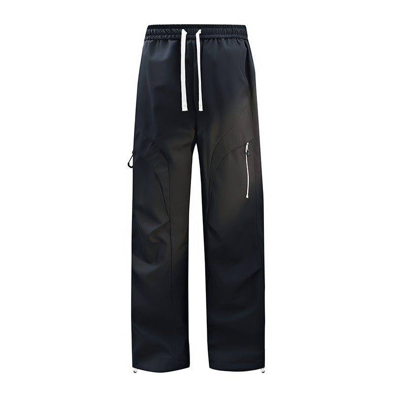 Unisex Water-repellent technical Cargo pants with wide leg, zip pockets and drawstring Chichicherry