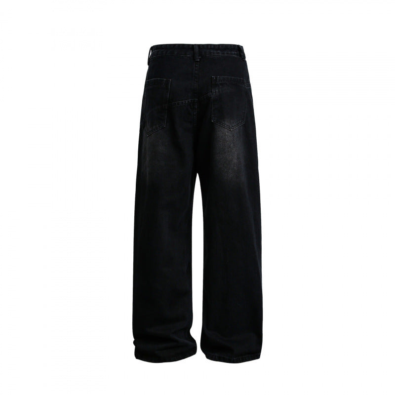 Women's Wide High-Waist Denim Pants with Curved Front Pockets Chichicherry