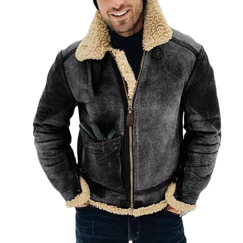 Men's pilot jacket with Sherpa lining and suede look Chichicherry