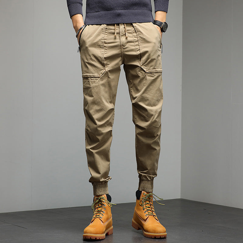 Men's Cargo Jogger Pants with Utility Pockets and Elastic Cuffs Chichicherry