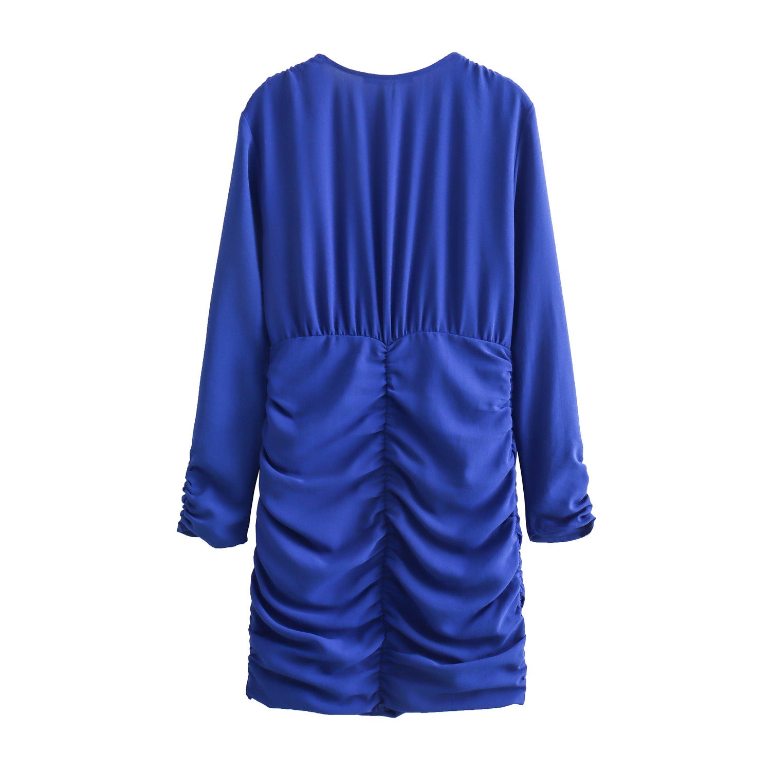 Women's Figure-hugging Mini Dress with Deep V-Neck and Side Gatherings Chichicherry