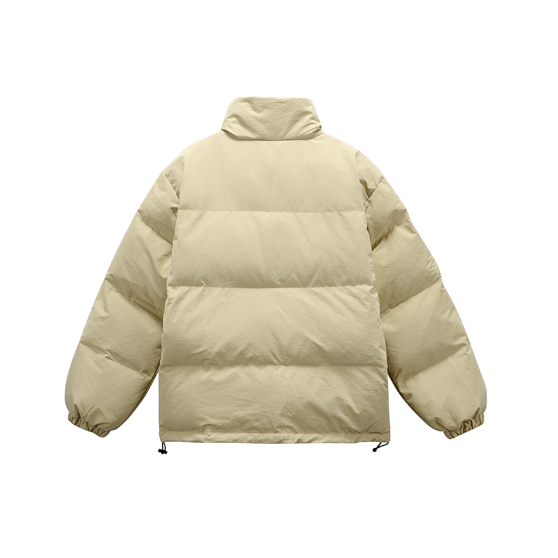 Unisex Oversized Padded Jacket with High Stand Collar and Statement Print Chichicherry