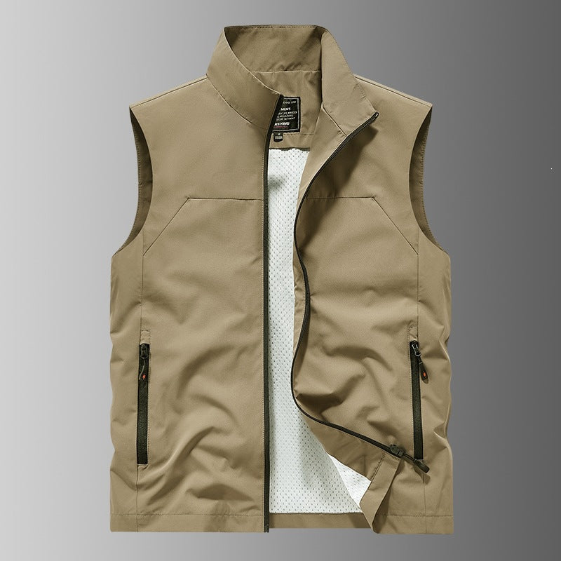 Men's Breathable Utility Vest with Mesh Lining, wind & water repellent exterior & zippered pockets Chichicherry
