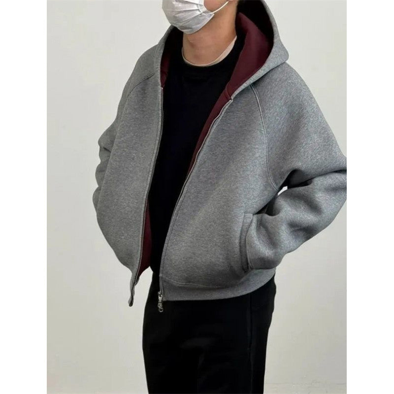 Men's Oversized Hooded Sweat Jacket made of heavy French Terry with Two-Way Zipper Chichicherry