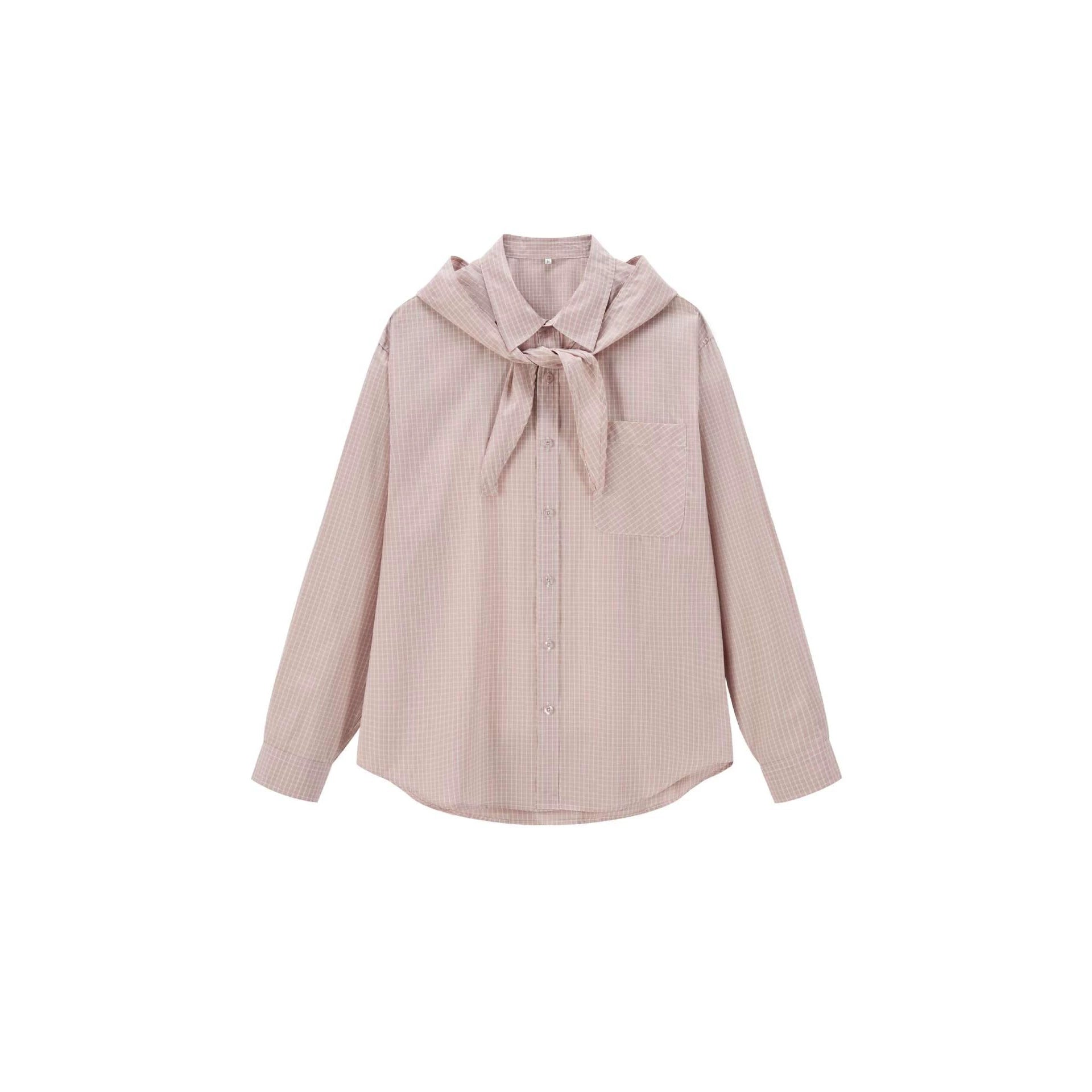 Women's shirt blouse with attached scarf and oversized cut Chichicherry