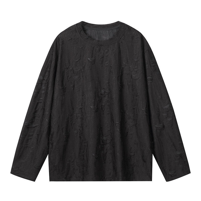 Men's Oversized Sweatshirt with Frayed Look and Structured Ribbed Optics Chichicherry