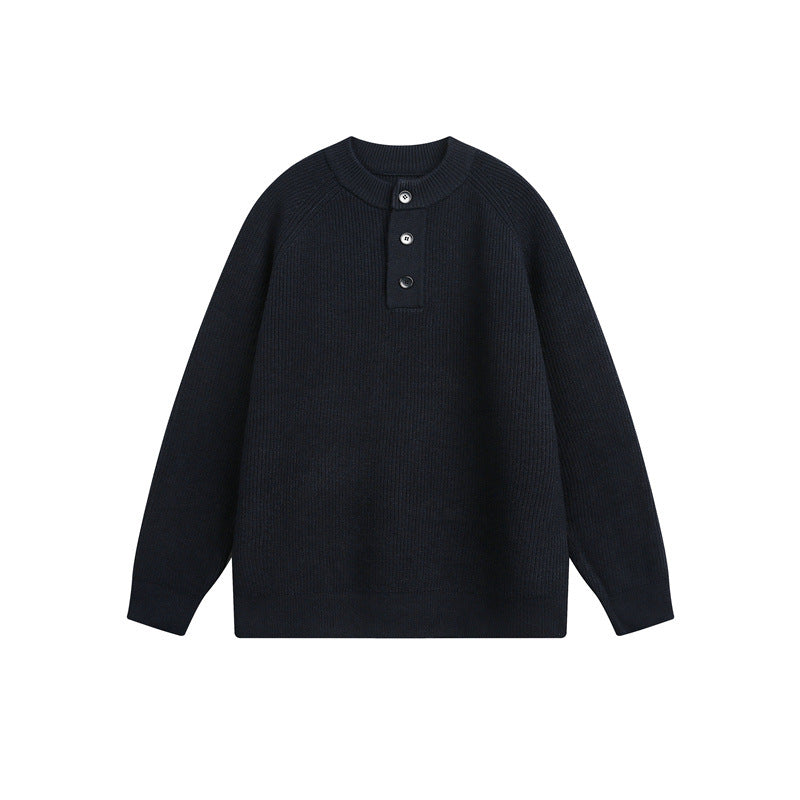 Unisex ribbed sweater with Henley button placket and raglan sleeves Chichicherry