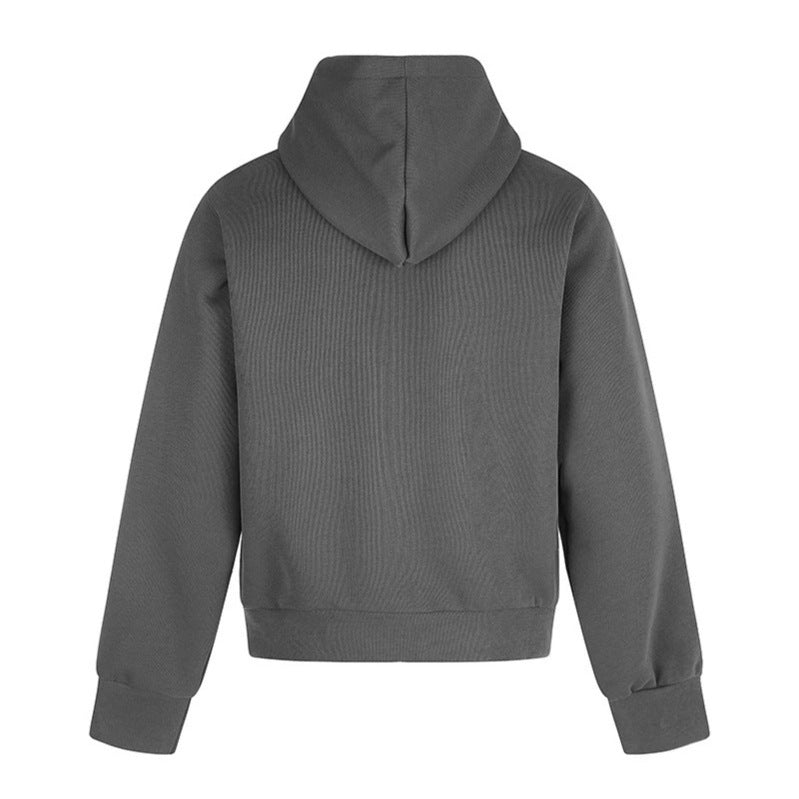 Ladies Hooded Zip Jacket with Stud Embellishment, Artwork Front Print and Kangaroo Pockets Chichicherry