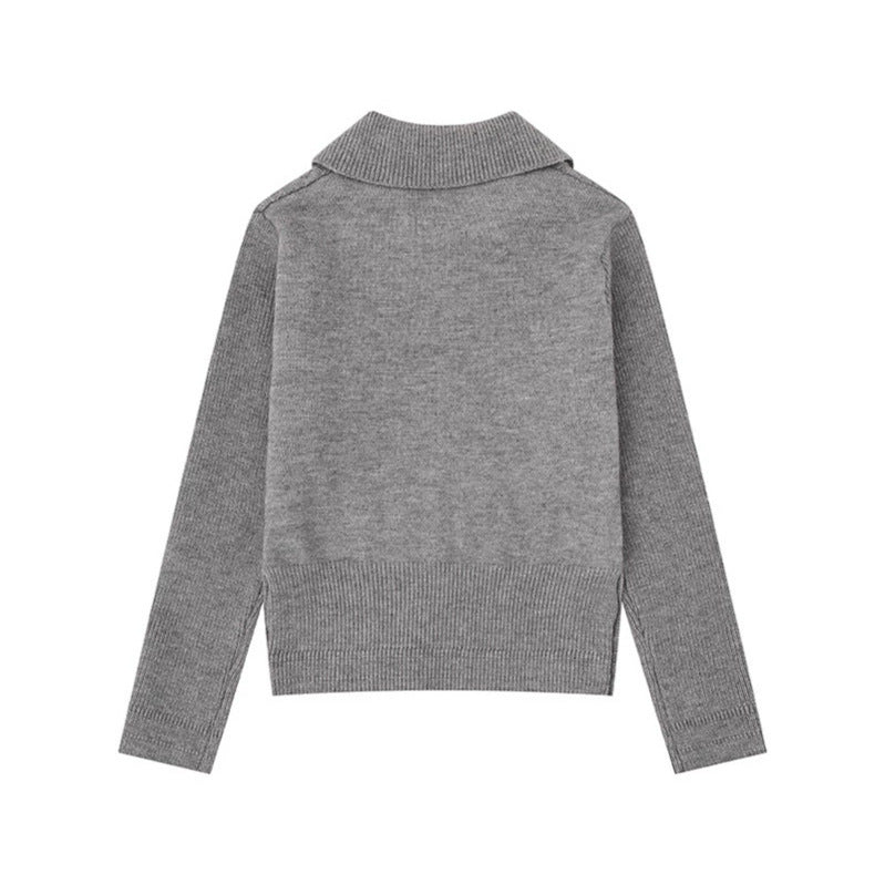 Women's fine knit polo sweater with cable pattern, decorative button trim and tailored fit Chichicherry