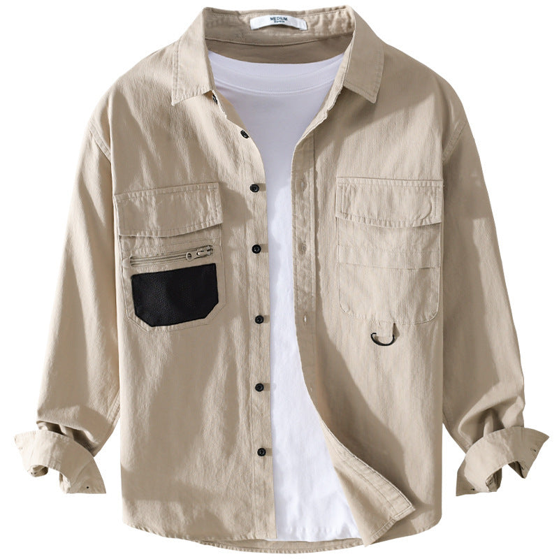 Men's utility overshirt made of cotton blend with multiple pockets and D-ring Chichicherry