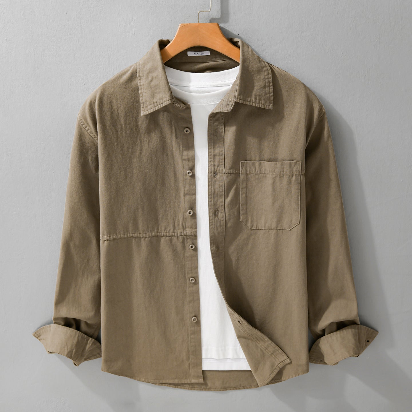 Men's lightweight shirt jacket overshirt made of washed cotton twill with chest pocket Chichicherry