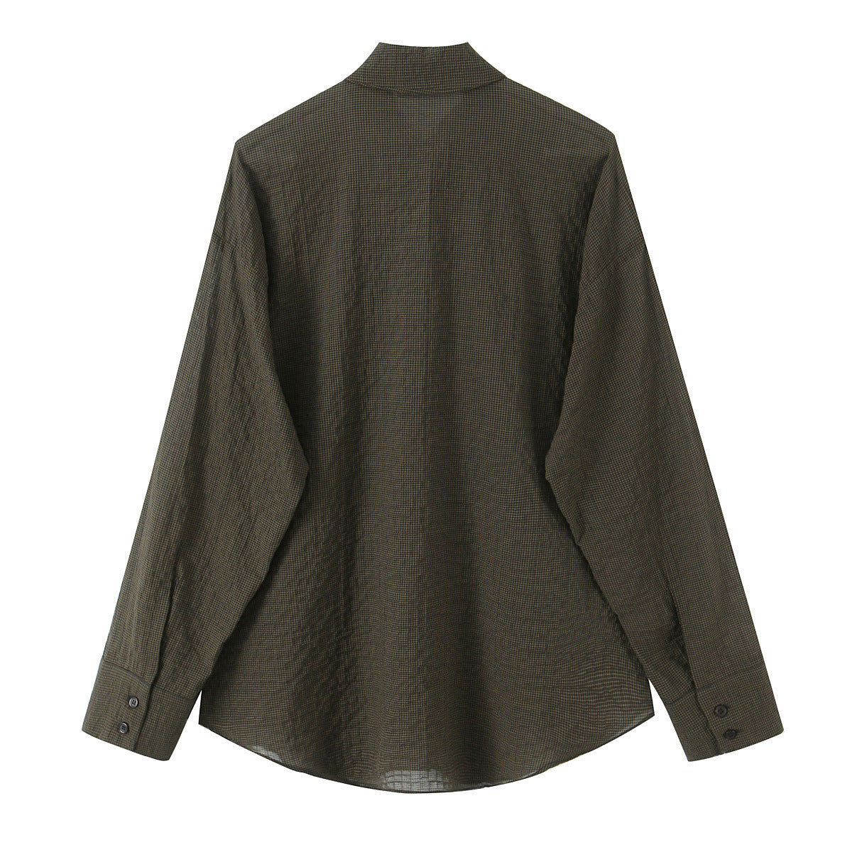 Women's Oversize Blouse with Bow Collar and Fine Vichy Check Chichicherry