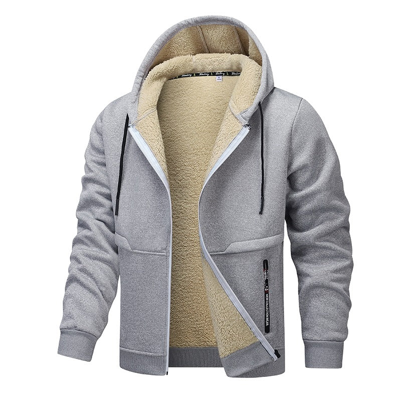 Men's Padded Hooded Jacket with Teddy Lining, Full Zipper, and Pockets Chichicherry