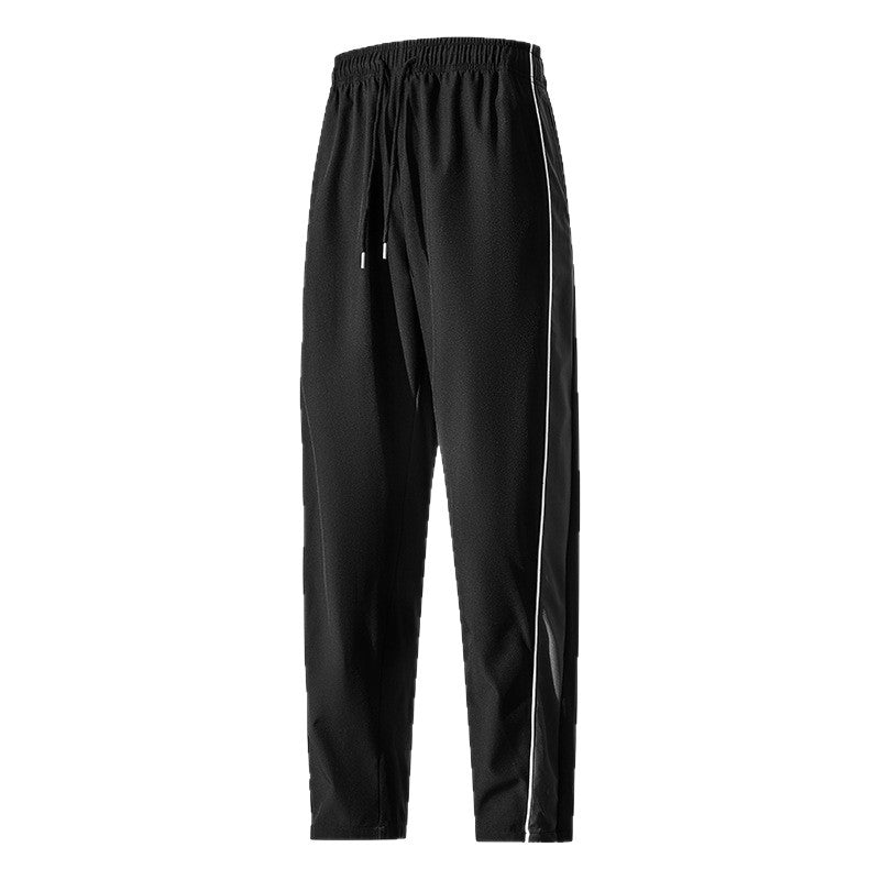 Men's Lightweight Training Pants in Relaxed Fit with Elastic Tunnel Drawstring and Contrast Side Piping Chichicherry
