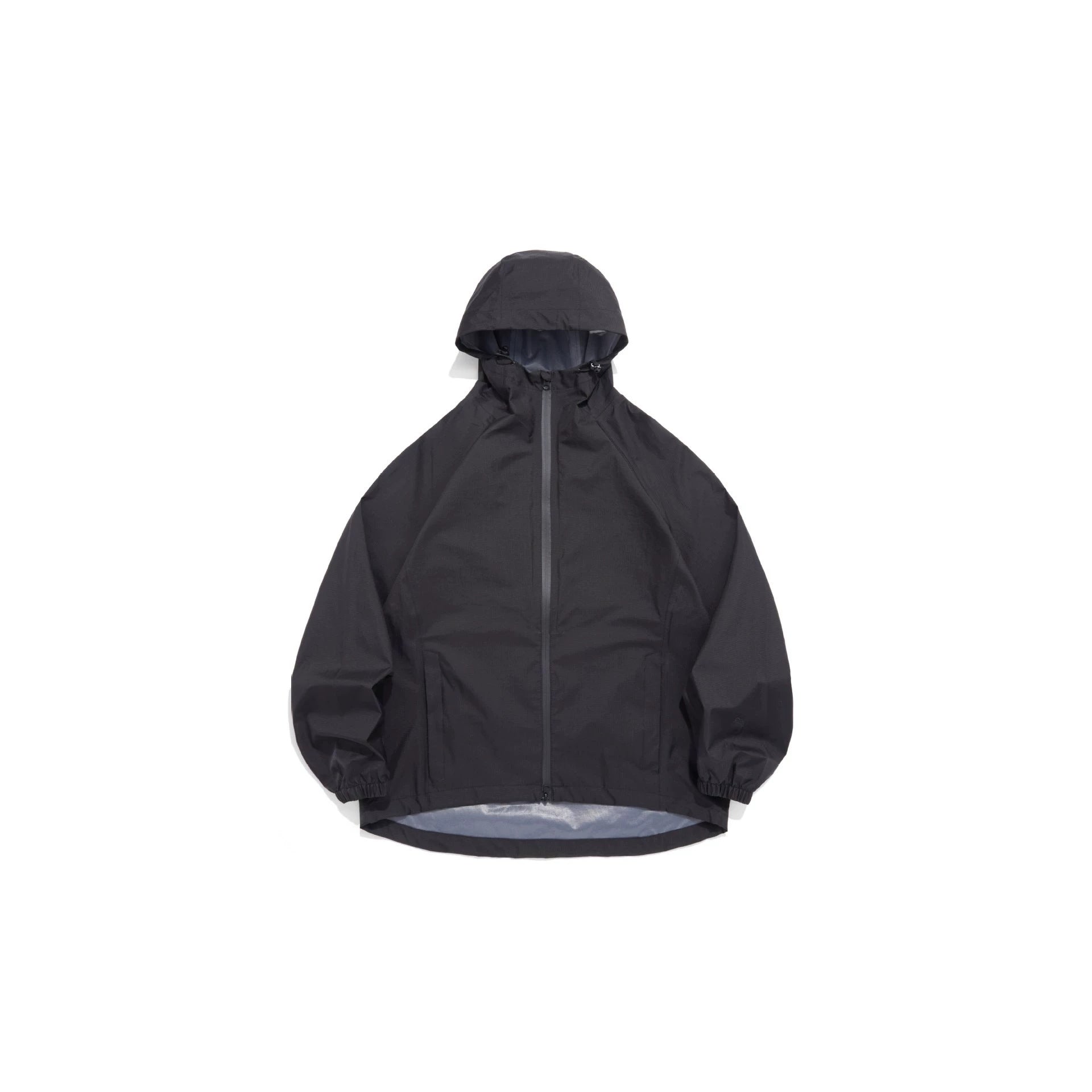Unisex Lightweight Rain Jacket with Hood, Two-Way Zipper and Extended Hem Chichicherry