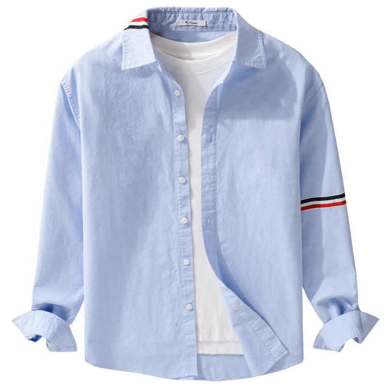 Men's Lightweight Long Sleeve Shirt in Layering Look with Contrast Trim on Collar and Sleeves Chichicherry