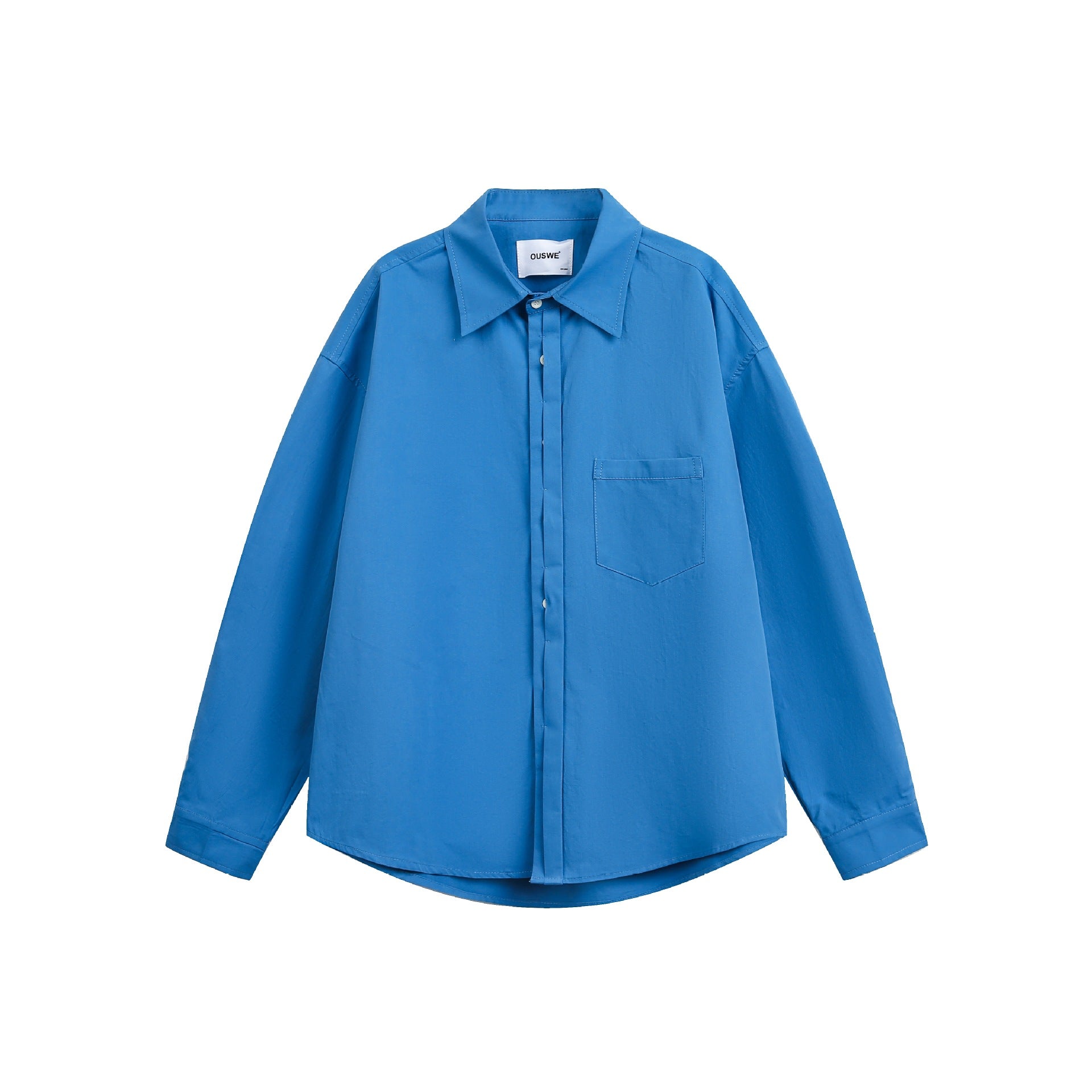 Men's Wide Oversized Cotton Shirt with Concealed Button Placket and Chest Pocket Chichicherry