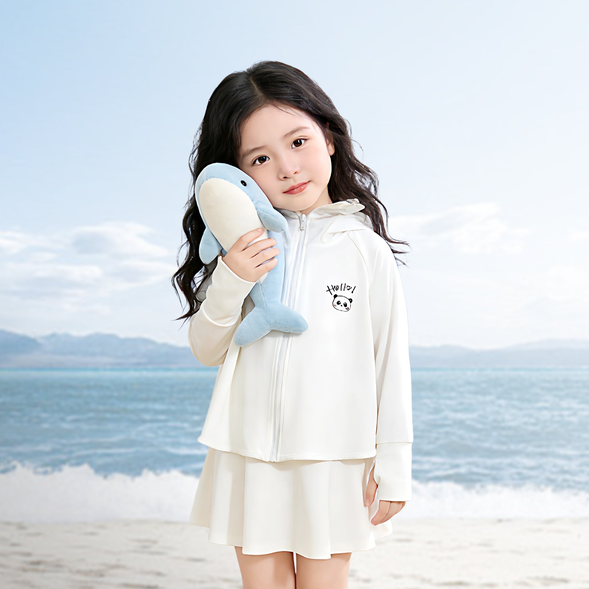 Women's light UV protection hooded jacket for children with thumb hole and wind-resistant functional quality Chichicherry