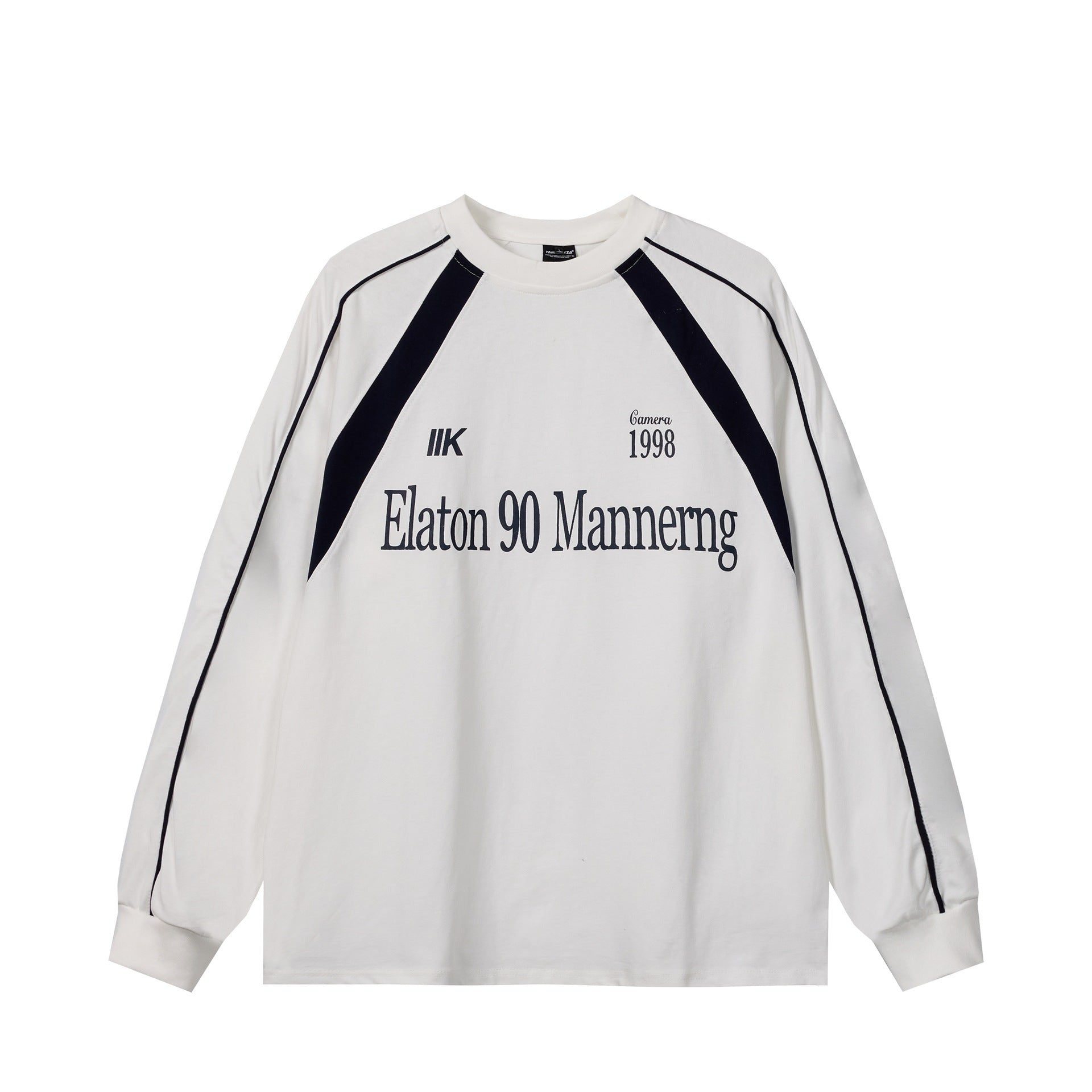 Unisex Oversize Sweatshirt in Retro Sports Style with Raglan Sleeves and Contrast Piping Chichicherry