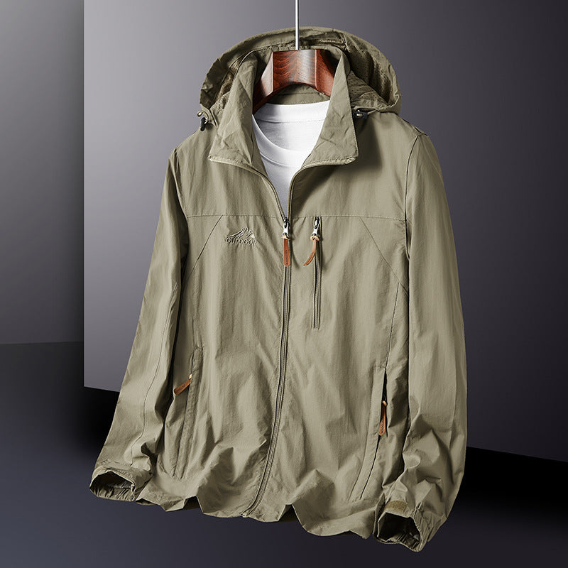 Men's lightweight windproof hooded jacket with zippered pockets and breathable membrane Chichicherry