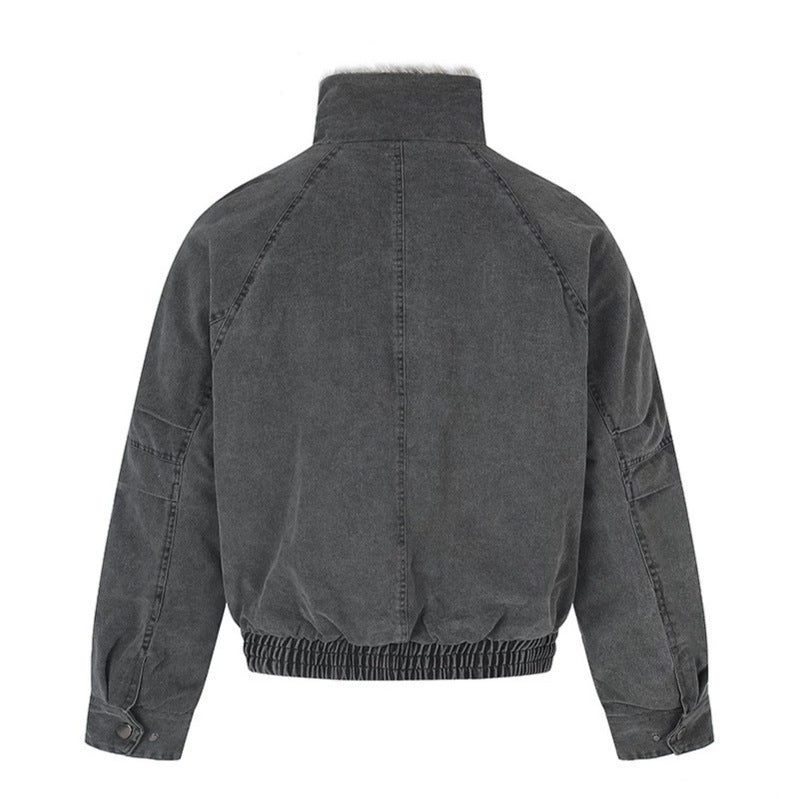 Ladies short bomber jacket with faux fur lining, stand collar and elastic waistband Chichicherry