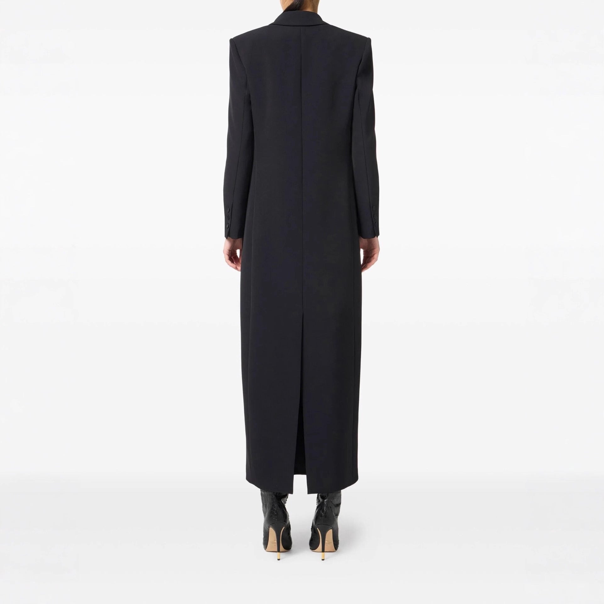 Women's double-breasted long-cut wool coat with pointed lapel Chichicherry